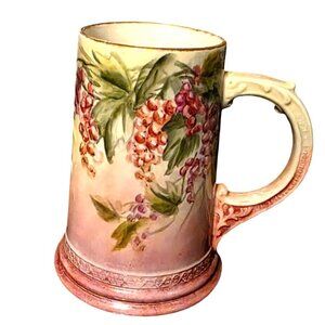 c1896 ANTIQUE AMERICAN BELLEEK CAC PALETTE Signed C. W Cushing STEIN GRAPES LENO